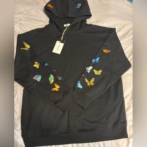 Black Hoodie with Colorful Butterfly Design